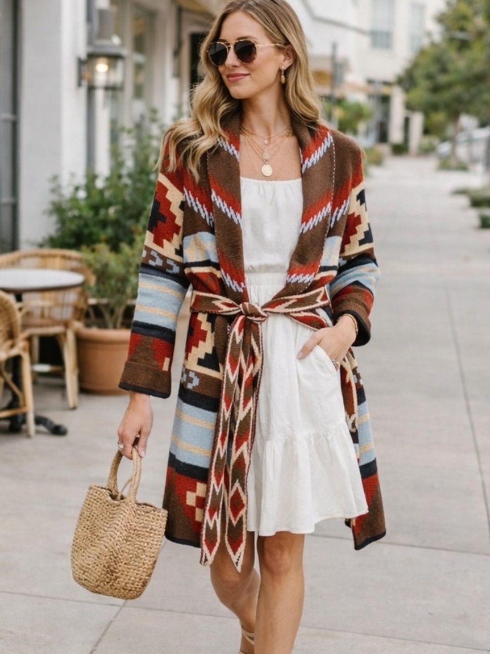 A.N.A Aztec Southwestern Belted Long
Cardigan Boho